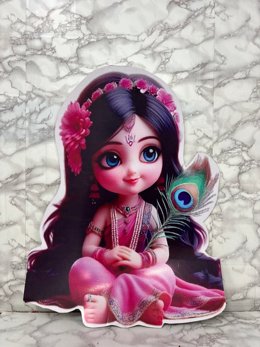 Cute Radha Cartoon Sunboard Cutout – Krishna Theme Decorative Standee for Events & Home Decor (Size -2 feet)