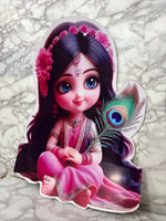 Cute Radha Cartoon Sunboard Cutout – Krishna Theme Decorative Standee for Events & Home Decor (Size -2 feet)
