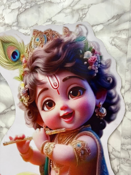 Cute Baby Krishna Sunboard Cutout (2 Feet) – Flute Playing Krishna Standee for Decoration
