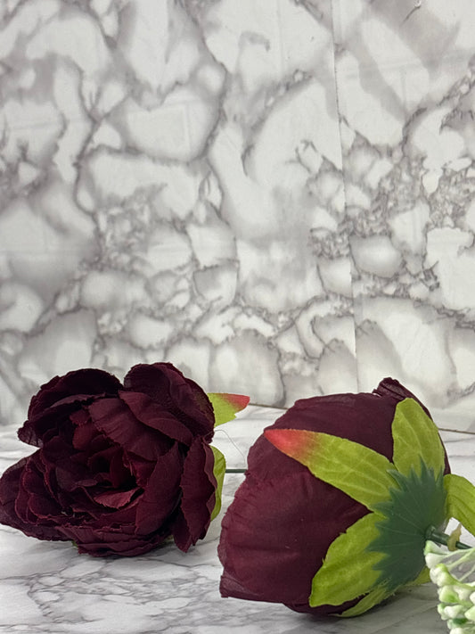 Luxury Artificial Burgundy Peony Flower – Premium Silk Floral Decor