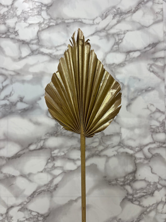 Artificial Golden Palm Leaf Stems – Metallic Dried Look Fan Leaves for Decor (Pack of 12)