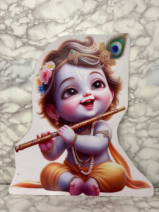 Baby Krishna Cutout Standee – Cartoon Bal Krishna Decor for Events & Home Decoration (Size- 2 feet)
