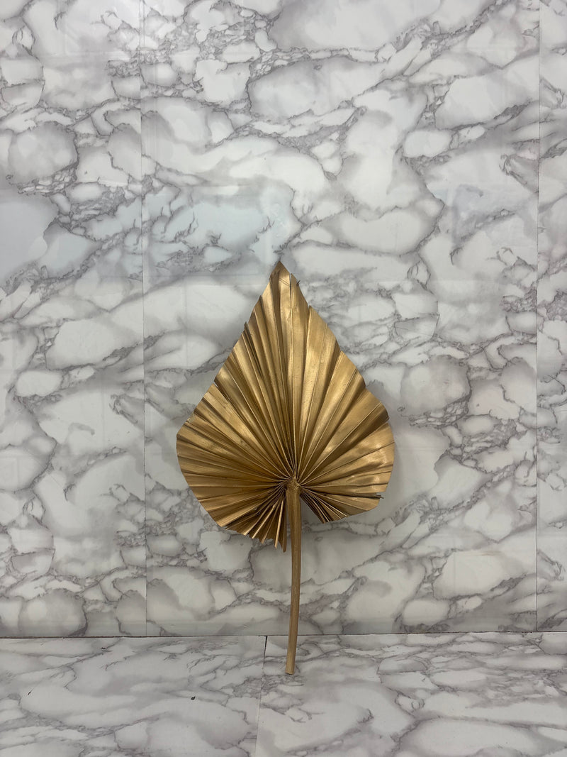 Golden Palm Leaf Decor Stick – Metallic Fan Leaf for Home & Event Decoration (Size-12 inch)