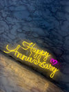 Happy Anniversary Neon LED Sign with Heart | Romantic Decor Light for Celebrations & Home