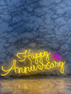 Happy Anniversary Neon LED Sign with Heart | Romantic Decor Light for Celebrations & Home