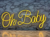 Warm Yellow LED Neon “Oh Baby” Sign – Acrylic Backlit Baby Shower & Event Decor