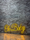 Warm Yellow LED Neon “Oh Baby” Sign – Acrylic Backlit Baby Shower & Event Decor