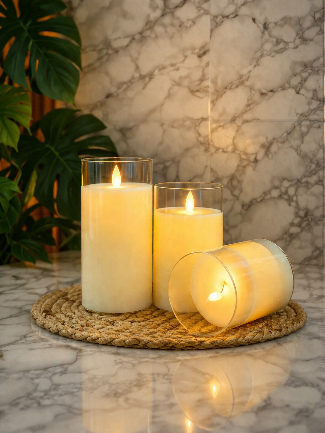 Luxury Glass Jar Scented Candle Set – Warm Glow Decorative Home Décor