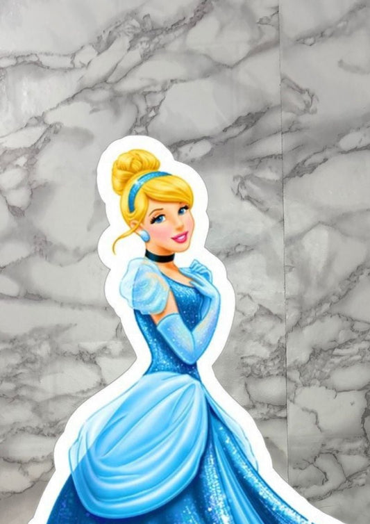 Princess Theme Glitter Cutout Decoration | Blue Princess Party Standee (Height 3ft)